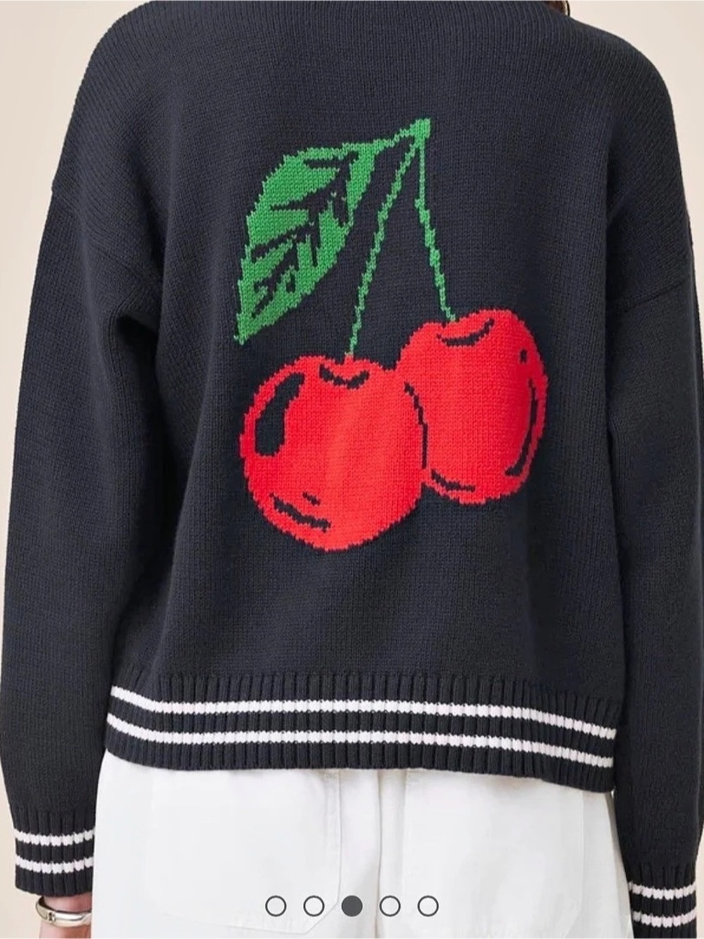 Splendid Cherry On Top Sweater Cherry Graphic Crewneck Sweater in Black NWT XL